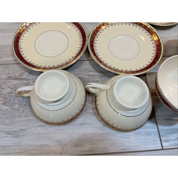 Homer Laughlin Georgian Eggshell Vintage Tea Cups and Saucers 8pc set - Picture 5 of 12